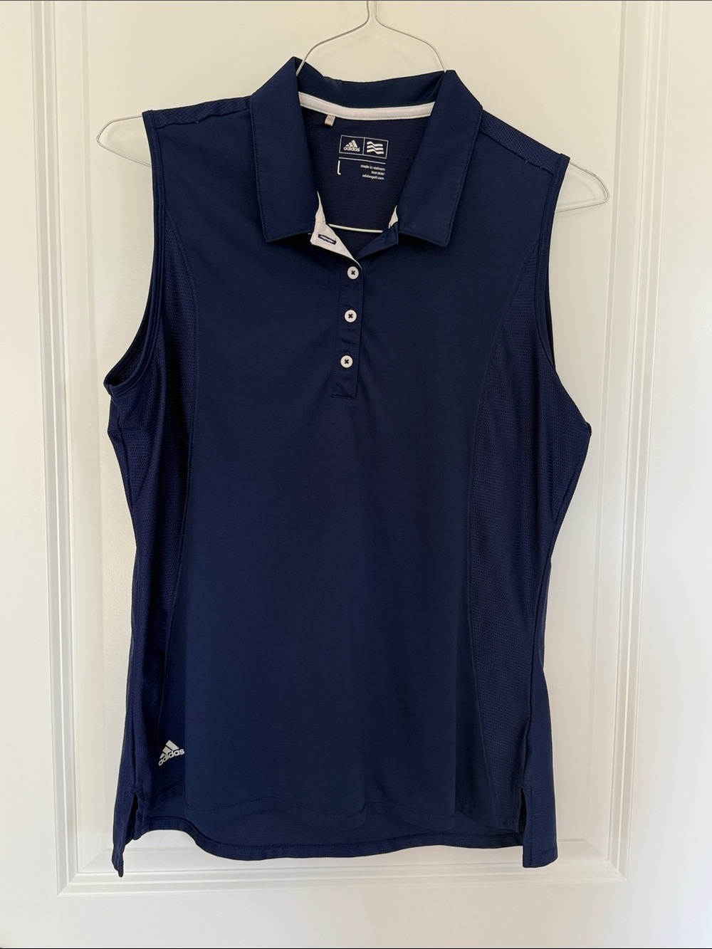 Adidas large ladies navy golf polo with performance fabric